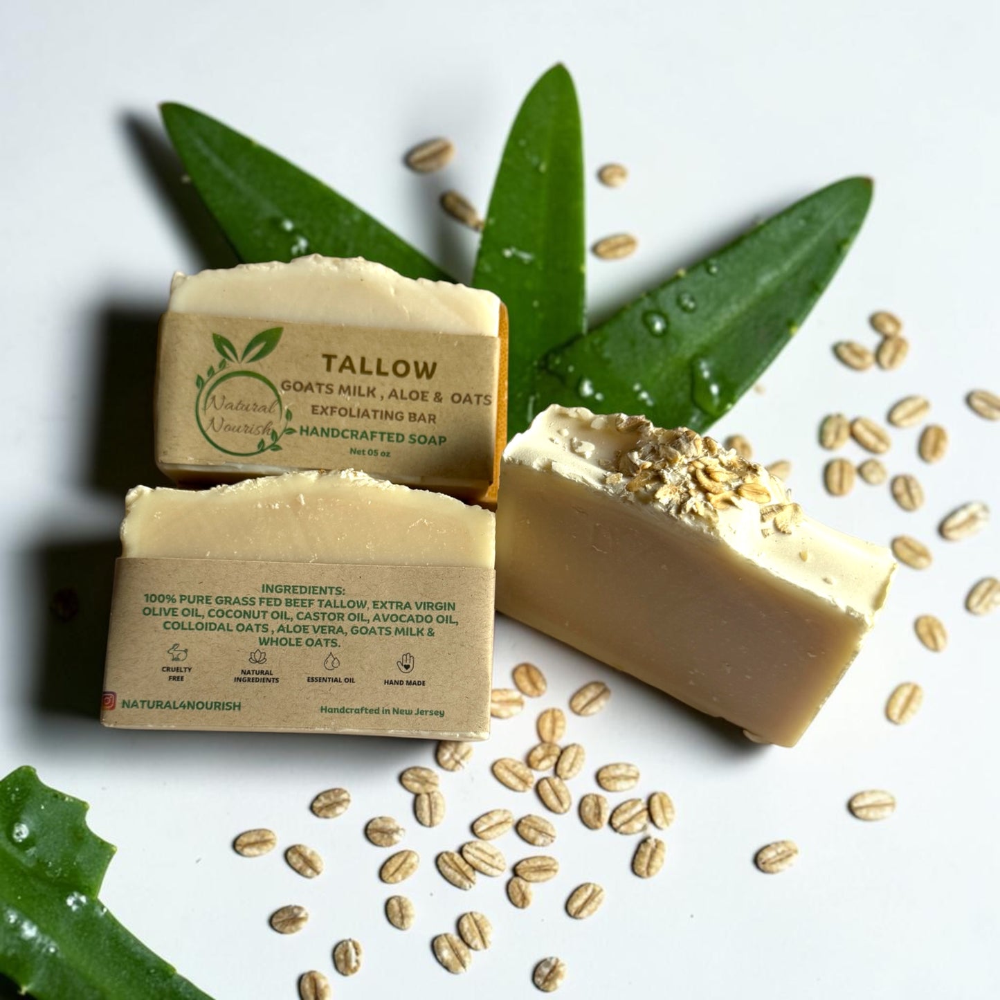 TALLOW with Goats Milk , Aloe & Oats - Handmade Bar Soap