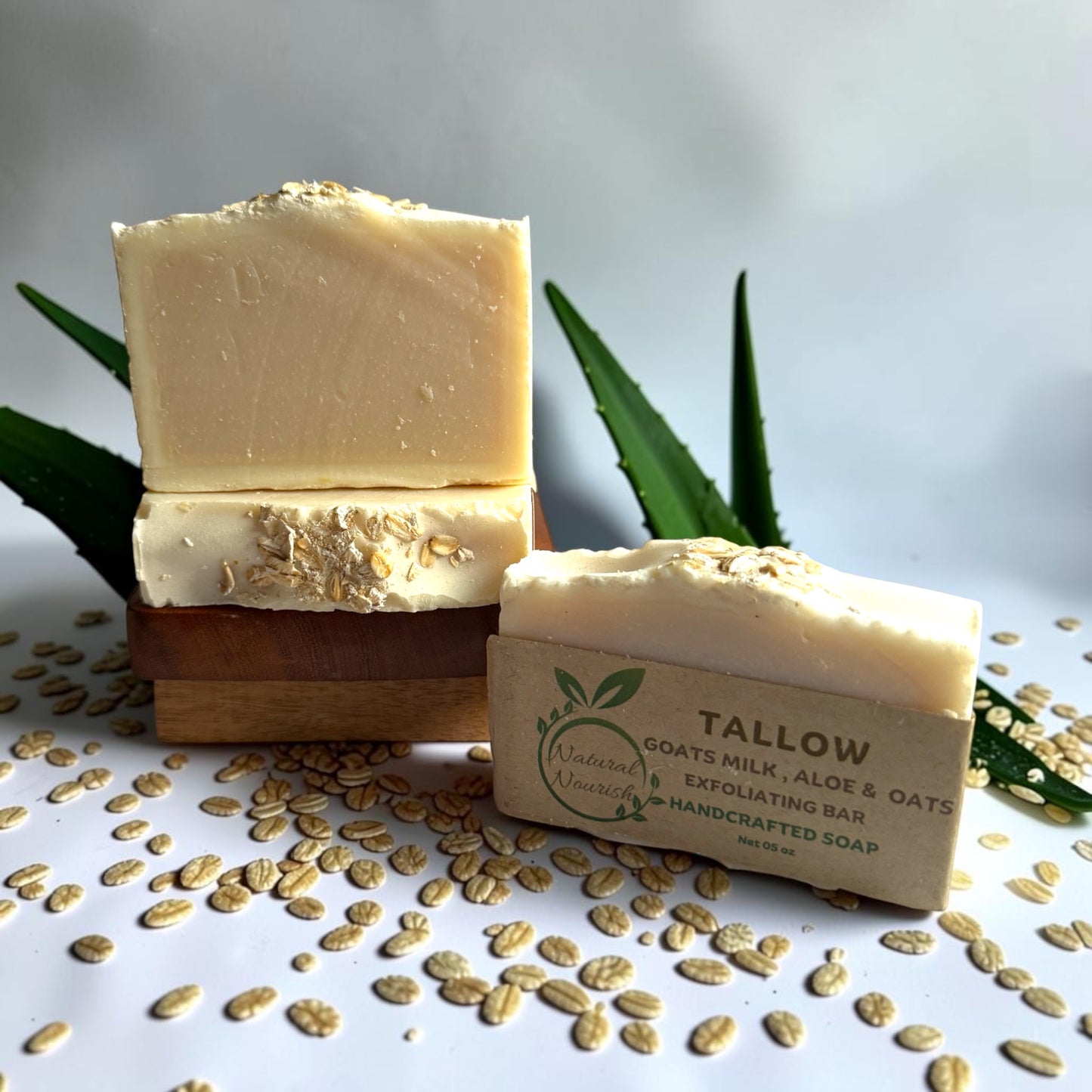 TALLOW with Goats Milk , Aloe &  Oats - Handmade Bar Soap